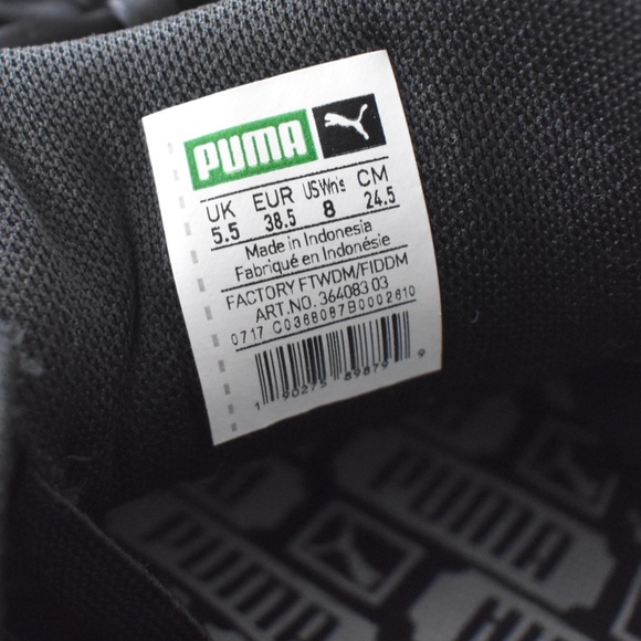 Puma Sneakers Black Satin Bow White Sole Size 8 - Picture 8 of 9